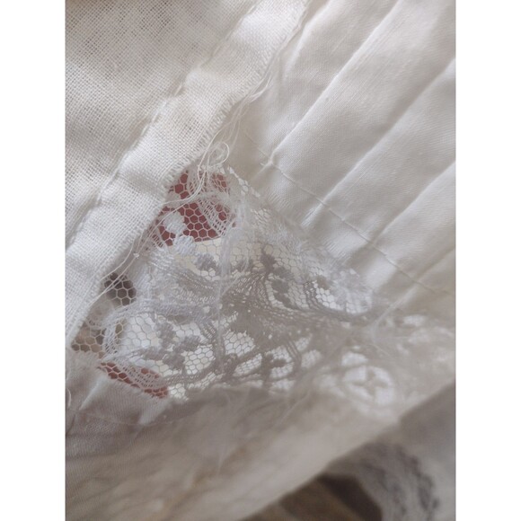 Vintage Handmade Lace Pintuck Blouse Jacket Tunic Prairie Cottagecore Sheer Sz L - Picture 7 of 11